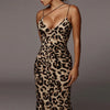 Leopard Print Sleeveless V-neck Sexy Dress